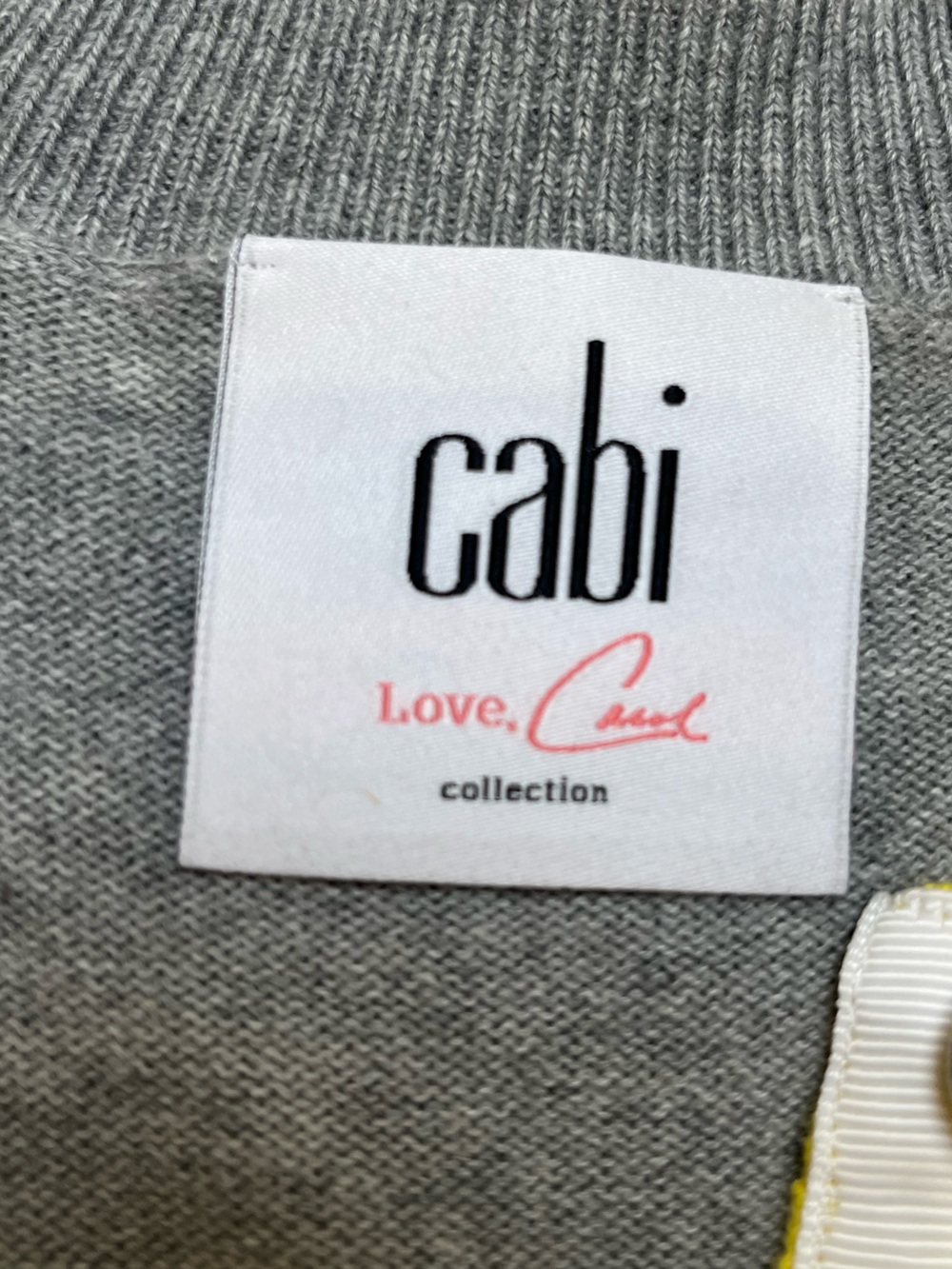 CAbi Yellow & Gray Layered-Back Button Cardigan size large - Picture 4 of 7